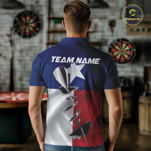 Load image into Gallery viewer, Custom Texas Flag Silver Dart Steel Tip Dart Men Polo Shirt, Texas Dart Team Jerseys IPHW9876