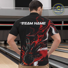Load image into Gallery viewer, Custom Black And Red Camo Flame Bowling Team Quarter-Zip Shirts For Men, Bowling Jerseys IPHW9877