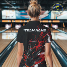 Load image into Gallery viewer, Custom Black And Red Camo Flame Bowling Team Women Quarter-Zip Shirts, Bowling Jerseys IPHW9877