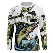 Load image into Gallery viewer, Wallyee Fishing Custom Long Sleeve Tournament Shirts, Fishing Camo Walleye Fisherman Jerseys IPHW6455