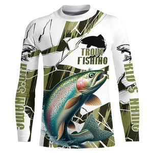Rainbow Trout Fishing Custom Long Sleeve Fly Fishing Shirts, Fishing Camo Trout Fisherman Jerseys IPHW6456
