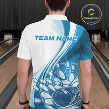Load image into Gallery viewer, Custom White And Blue Classic Retro Style Men Polo Bowling Tournament Shirt IPHW11324