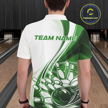Load image into Gallery viewer, Custom White And Green Classic Retro Style Men Polo Bowling Tournament Shirt IPHW11326