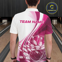 Load image into Gallery viewer, Custom White And Pink Classic Retro Style Men Polo Bowling Tournament Shirt IPHW11327