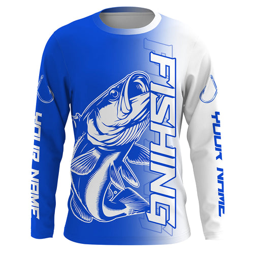 Custom Bass Fishing Long Sleeve Tournament Shirts, Bass Fishing Jerseys Fishing Gifts | Blue IPHW6656