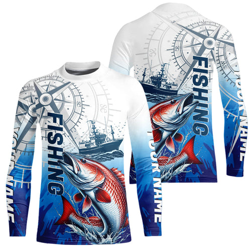Custom Redfish Puppy Drum Fishing Saltwater Kid Long Sleeve Performance Shirts IPHW9157