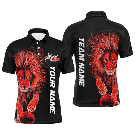 Red Lion Custom Bowling Short Sleeve Shirts For Men, Lion Bowling Team Shirt Bowler Outfits IPHW7528