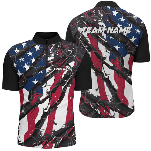 American Flag Custom Bowling Team Shirts For Men And Women, Patriotic Bowling Team Jerseys IPHW6485