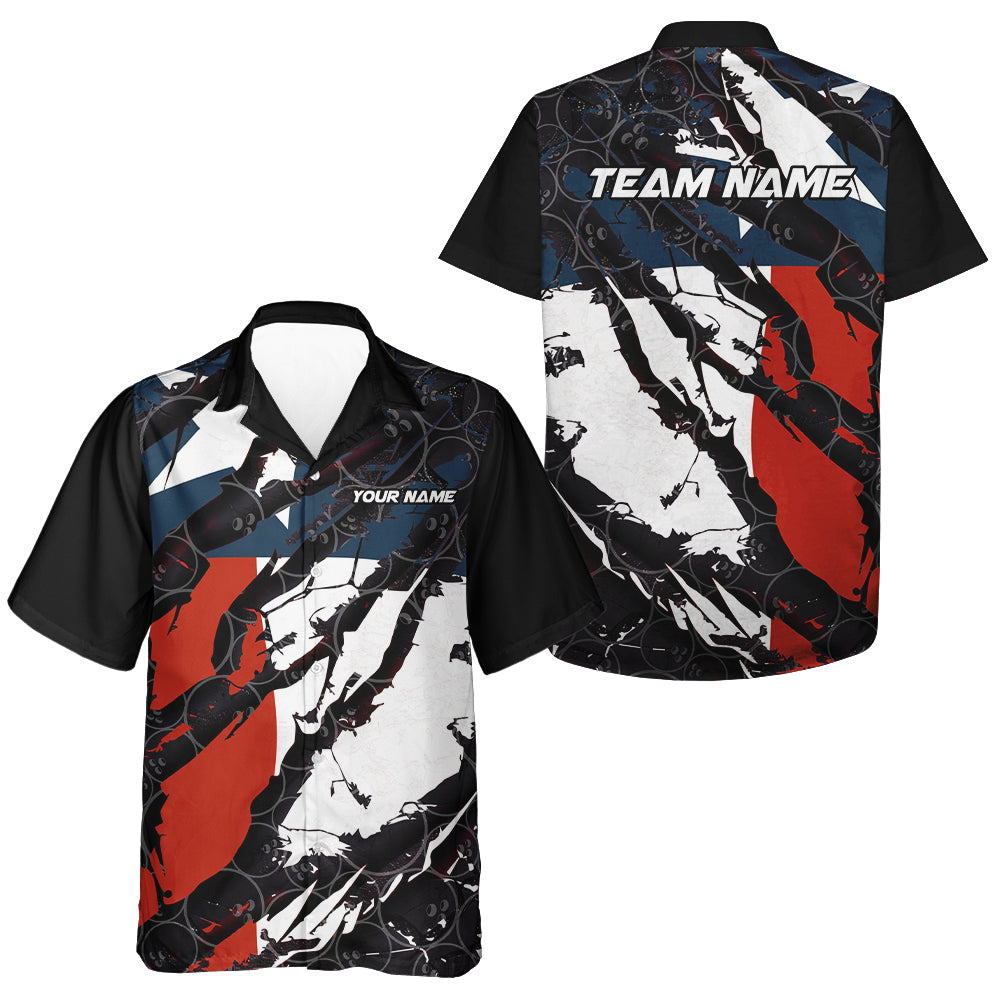 Texas Flag Custom Bowling Team Hawaiian Shirts For Men And Women, Patriotic Bowling Team Jerseys IPHW6486