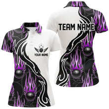 Load image into Gallery viewer, Custom Bowling Shirts For Women, Personalized Flame Bowling Team Jerseys | Purple IPHW5006