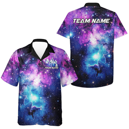 Custom Galaxy Sky Bowling Men And Women Hawaiian Shirts, Bowling Team Shirts Bowlers Outfits IPHW7545