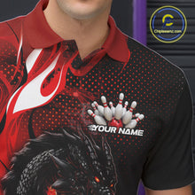Load image into Gallery viewer, Custom Black And Red Dragon Bowling Jerseys, Dragon Bowling Team Men Polo Shirt IPHW10267