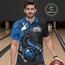 Load image into Gallery viewer, Custom Black And Blue Dragon Bowling Jerseys, Dragon Bowling Team Men Polo Shirt IPHW10268