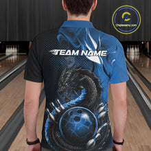Load image into Gallery viewer, Custom Black And Blue Dragon Bowling Jerseys, Dragon Bowling Team Men Polo Shirt IPHW10268