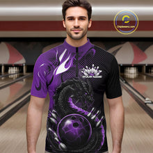Load image into Gallery viewer, Custom Black And Purple Dragon Bowling Jerseys, Dragon Bowling Team Men Quarter-Zip Shirt IPHW10269