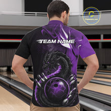Load image into Gallery viewer, Custom Black And Purple Dragon Bowling Jerseys, Dragon Bowling Team Men Quarter-Zip Shirt IPHW10269