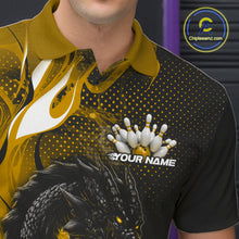 Load image into Gallery viewer, Custom Black And Yellow Dragon Bowling Jerseys, Dragon Bowling Team Men Polo Shirt IPHW10270
