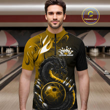 Load image into Gallery viewer, Custom Black And Yellow Dragon Bowling Jerseys, Dragon Bowling Team Men Quarter-Zip Shirt IPHW10270