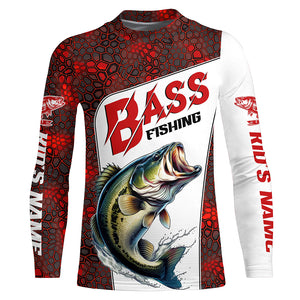 Custom Red Camo Bass Fishing Jerseys, Bass Fishing Long Sleeve Tournament Shirts Fishing Gifts IPHW6666