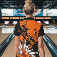 Load image into Gallery viewer, Split Happens Funny Orange Strike Bowling Women Polo Shirts For Team, Bowling Apparel IPHW6171