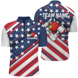 American Flag Bowling Shirts For Men And Women, Custom Bowling Tournament Team Shirts IPHW6516