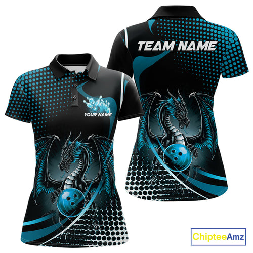 Custom Red Dragon Bowling Jerseys, Mystical Bowling Team Uniform Polo Shirts For Women IPHW9536