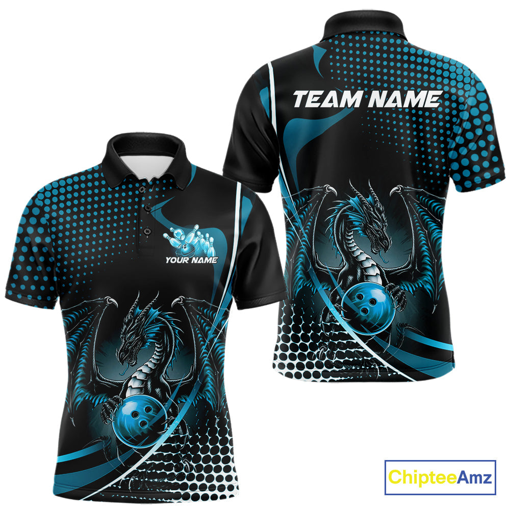 Custom Red Dragon Bowling Jerseys, Mystical Bowling Team Uniform Polo Shirts For Men IPHW9536