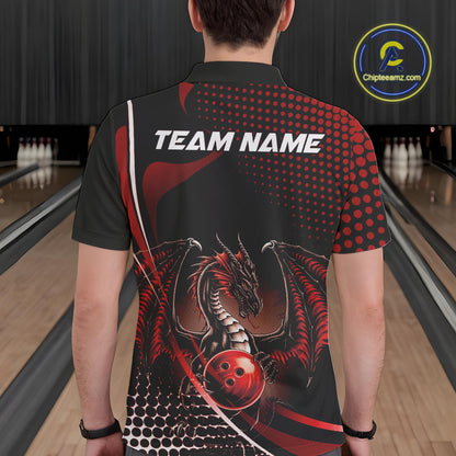 Custom Blue Dragon Bowling Jerseys, Mystical Bowling Team Uniform Polo Shirts For Men IPHW9537