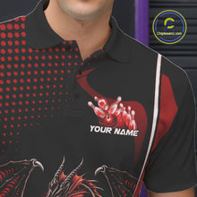 Load image into Gallery viewer, Custom Blue Dragon Bowling Jerseys, Mystical Bowling Team Uniform Polo Shirts For Men IPHW9537