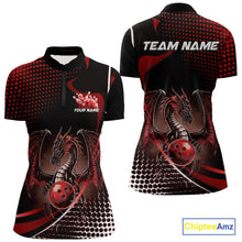 Load image into Gallery viewer, Custom Blue Dragon Bowling Jerseys, Mystical Bowling Team Uniform Women Quarter-Zip Shirt IPHW9537
