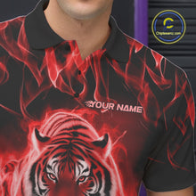 Load image into Gallery viewer, Custom Red Flame Tiger Bowling Polo Shirts For Men, Tiger Bowling Team Shirt IPHW9762