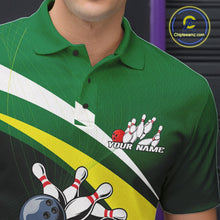 Load image into Gallery viewer, Custom Funny Green Alligator Bowling Polo Shirt For Men, Bowling League Shirt For Team IPHW9926