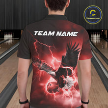 Load image into Gallery viewer, Custom Red Thunder Lightning Eagle Bowling Men Polo Shirts, Eagle Bowling Team Jerseys IPHW10147
