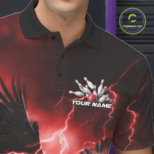 Load image into Gallery viewer, Custom Red Thunder Lightning Eagle Bowling Men Polo Shirts, Eagle Bowling Team Jerseys IPHW10147