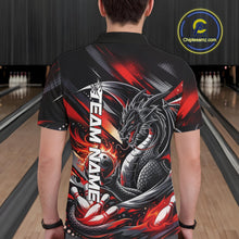 Load image into Gallery viewer, Personalized Black And Red Dragon Bowling Team Jerseys, Dragon Bowling Polo Shirt IPHW10299