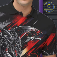 Load image into Gallery viewer, Personalized Black And Red Dragon Bowling Team Jerseys, Dragon Bowling Polo Shirt IPHW10299