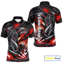 Load image into Gallery viewer, Personalized Black And Red Dragon Bowling Team Jerseys, Dragon Bowling Polo Shirt IPHW10299