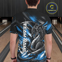 Load image into Gallery viewer, Personalized Black And Blue Dragon Bowling Team Jerseys, Dragon Bowling Polo Shirt IPHW10300