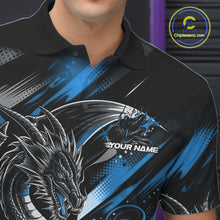 Load image into Gallery viewer, Personalized Black And Blue Dragon Bowling Team Jerseys, Dragon Bowling Polo Shirt IPHW10300