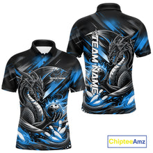 Load image into Gallery viewer, Personalized Black And Blue Dragon Bowling Team Jerseys, Dragon Bowling Polo Shirt IPHW10300