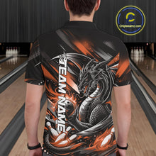 Load image into Gallery viewer, Personalized Black And Orange Dragon Bowling Team Jerseys, Dragon Bowling Polo Shirt IPHW10301