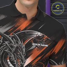 Load image into Gallery viewer, Personalized Black And Orange Dragon Bowling Team Jerseys, Dragon Bowling Polo Shirt IPHW10301
