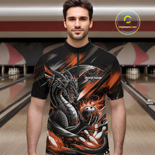 Load image into Gallery viewer, Personalized Black And Orange Dragon Bowling Team Jerseys, Dragon Bowling Quarter-Zip Shirt IPHW10301