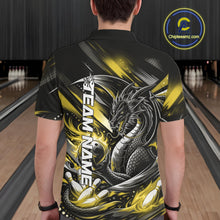 Load image into Gallery viewer, Personalized Black And Yellow Dragon Bowling Team Jerseys, Dragon Bowling Polo Shirt IPHW10302