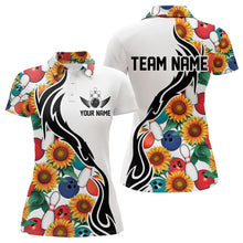 Load image into Gallery viewer, Custom Sunflower Bowling Pattern Polo Shirts For Women, Sunflower Bowling Team Shirts IPHW8440