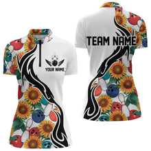Load image into Gallery viewer, Custom Sunflower Bowling Pattern Quarter-Zip Shirt For Women, Sunflower Bowling Team Shirt IPHW8440