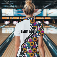 Load image into Gallery viewer, Custom Sunflower Bowling Pattern Quarter-Zip Shirt For Women, Sunflower Bowling Team Shirt IPHW8441
