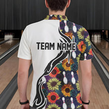 Load image into Gallery viewer, Custom Sunflower Bowling Pattern Polo Shirts For Men, Sunflower Bowling Team Shirts IPHW8442