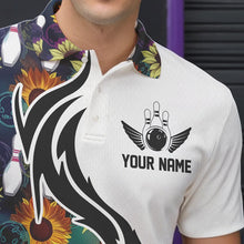 Load image into Gallery viewer, Custom Sunflower Bowling Pattern Polo Shirts For Men, Sunflower Bowling Team Shirts IPHW8442