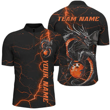 Load image into Gallery viewer, Black And Red Custom Dragon Bowling Quarter-Zip Shirts For Men, Dragon Bowling League Shirts Outfits IPHW8686
